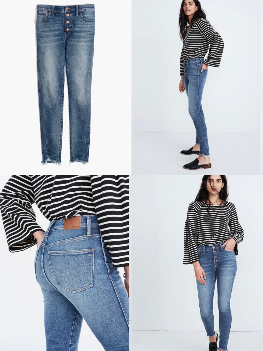 Madewell 10” High-Rise Button Front Skinny Crop Jeans Size 28 Petite Stretchy